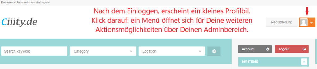Über den Login Button gelangen Sie in Ihren persönlichen Firmen Admin Bereich.